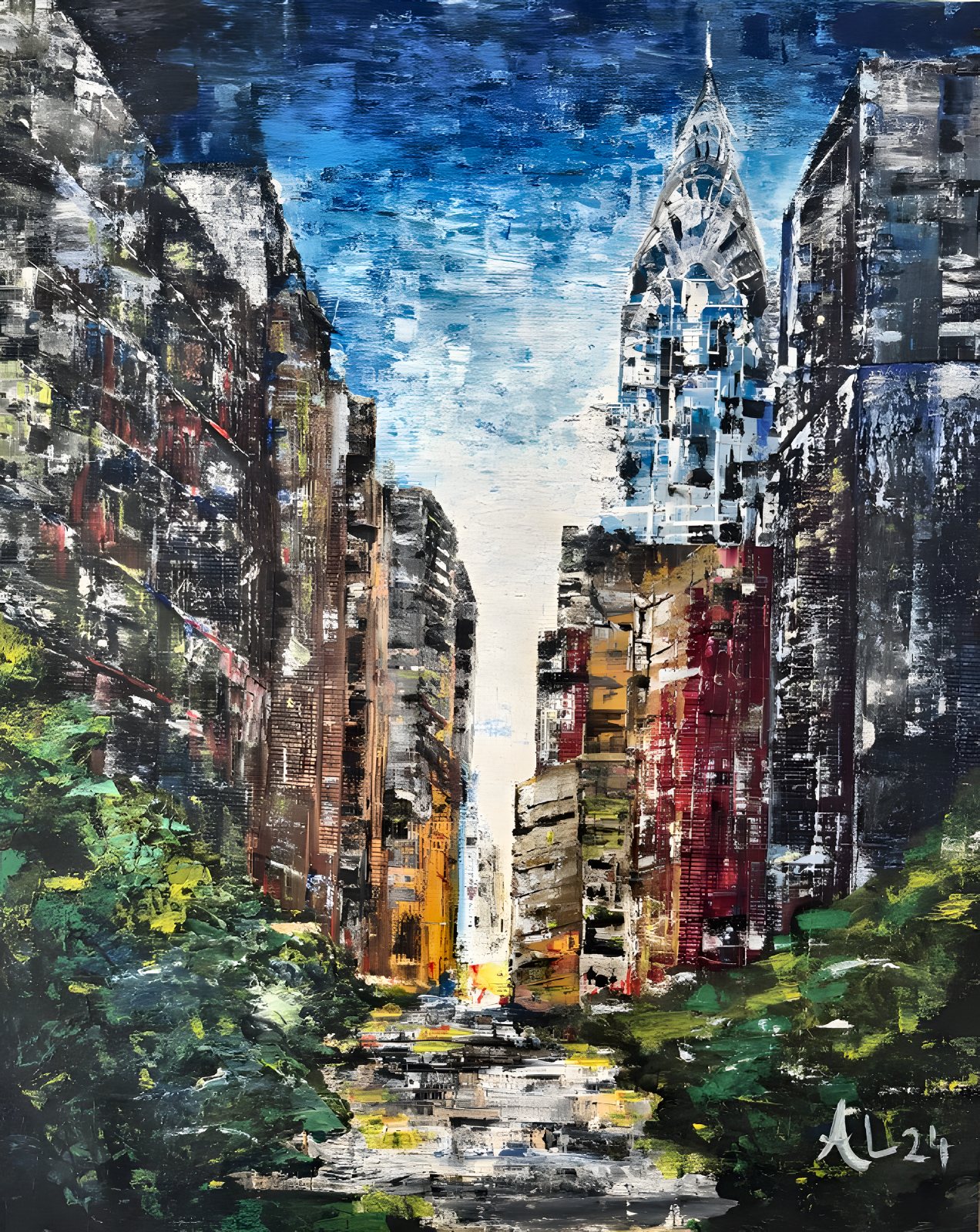 Silberne Spitze — New Yorker Straßenschlucht von Andrea Lerch