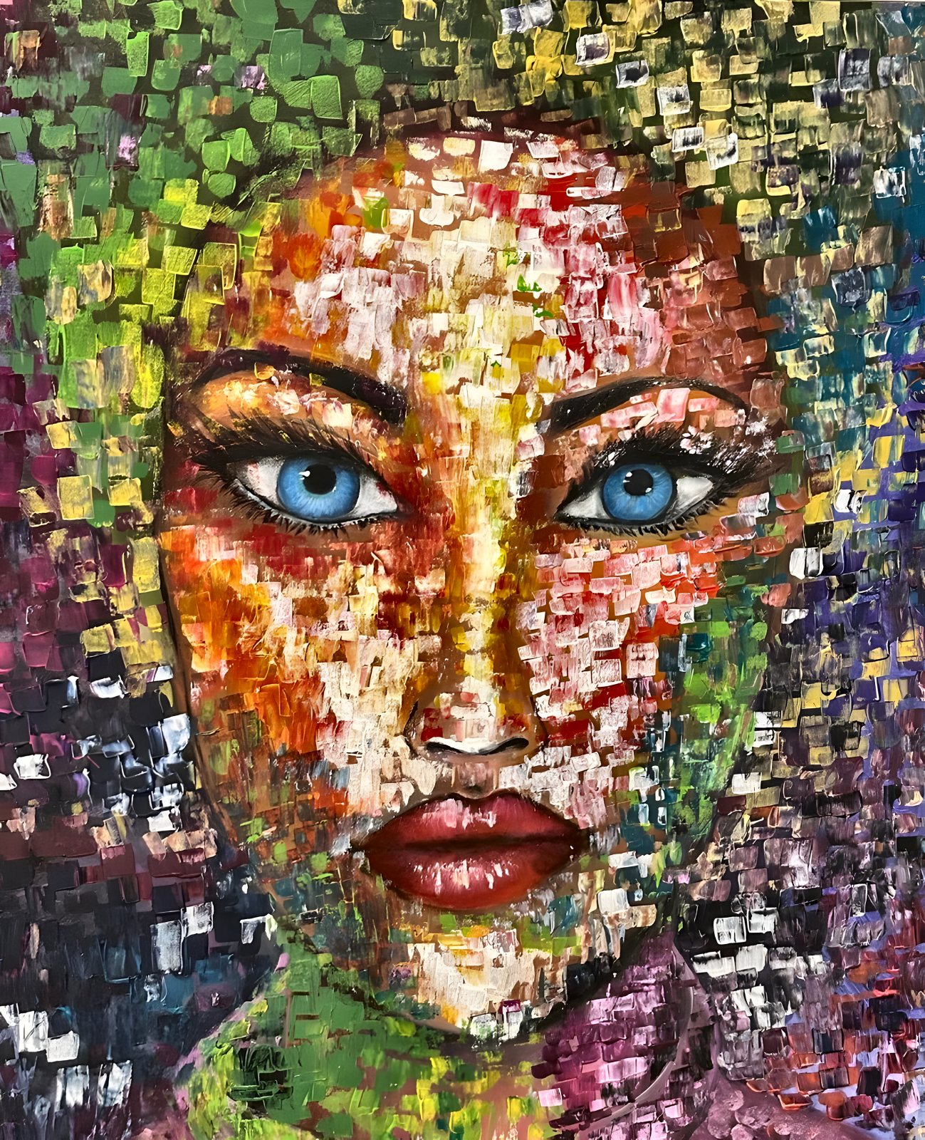 Mosaikblick — Porträt aus farbigen Feldern von Andrea Lerch